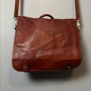 J. McLaughlin Brown Brown Leather Messenger Bag Saddle bag Large
